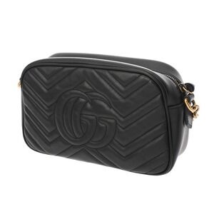 Gucci Black Bag Leather Camera GG Shoulder Marmont